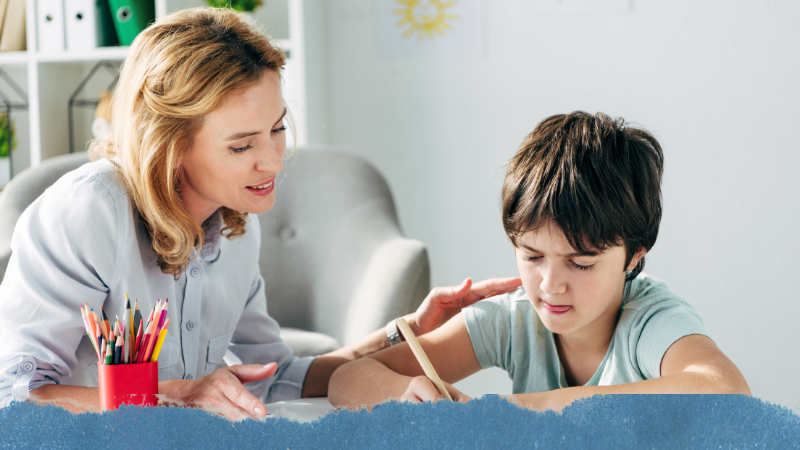 mother and kid with dyslexia