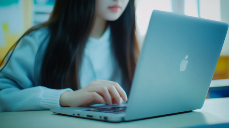 A Student Using a Laptop, Representing the Popularity Of MOOCs